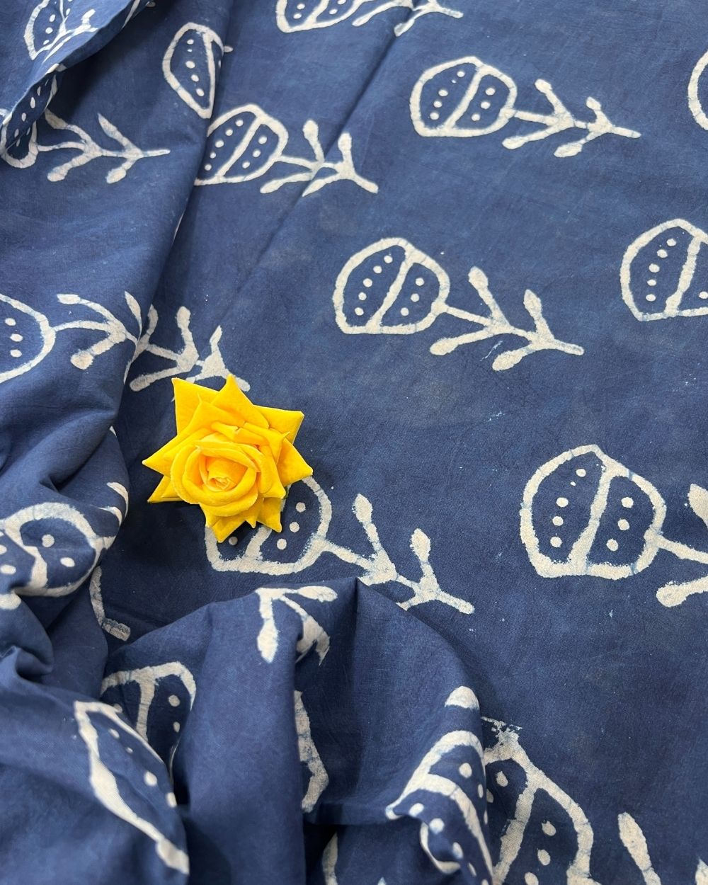 Hand Block Printed Cotton Indigo Blue Colour 44 Inches Width