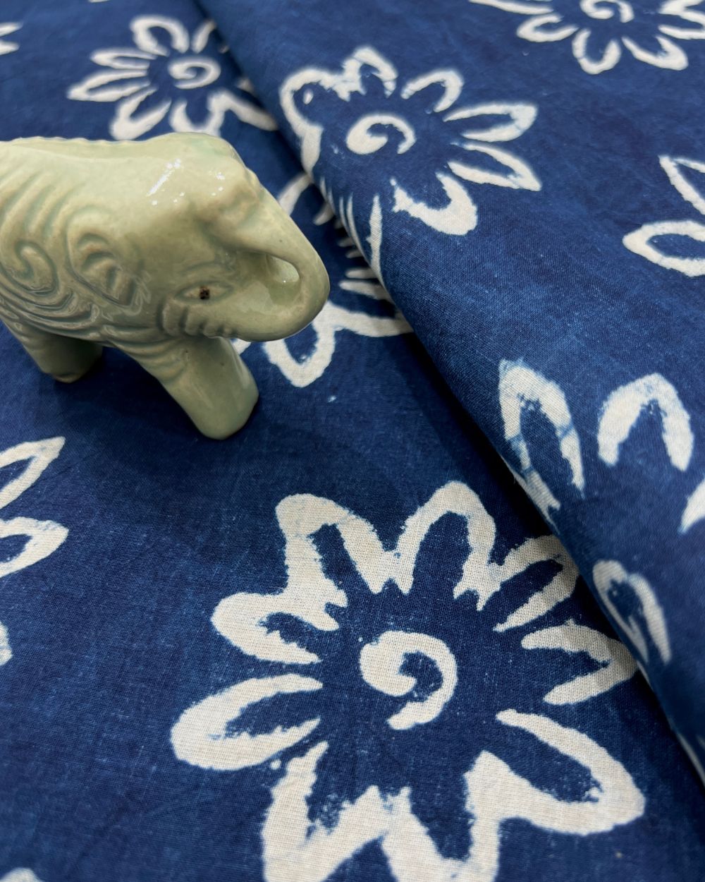 Hand Block Printed Cotton Indigo Blue Colour 44 Inches Width