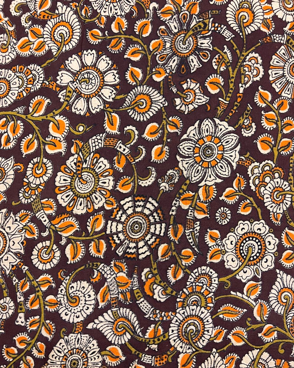 Hand Block Printed Cotton Kalamkari Maroon Colour 46 Inches Width