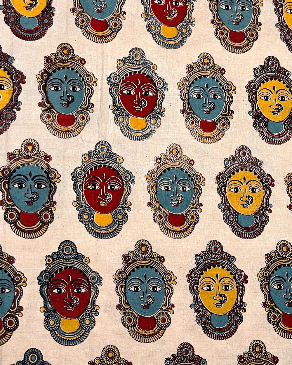 Hand Block Printed Cotton Kalamkari Cream Colour 46 Inches Width