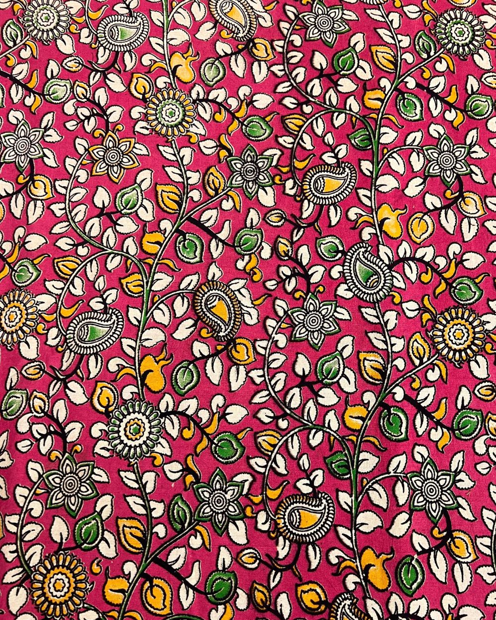 Hand Block Printed Cotton Kalamkari Pink Colour 46 Inches Width