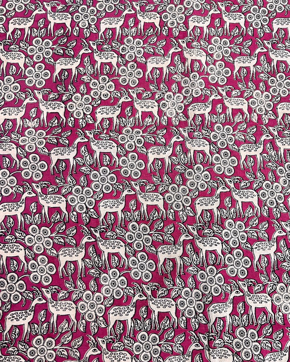 Hand Block Printed Cotton Kalamkari Pink Colour 46 Inches Width