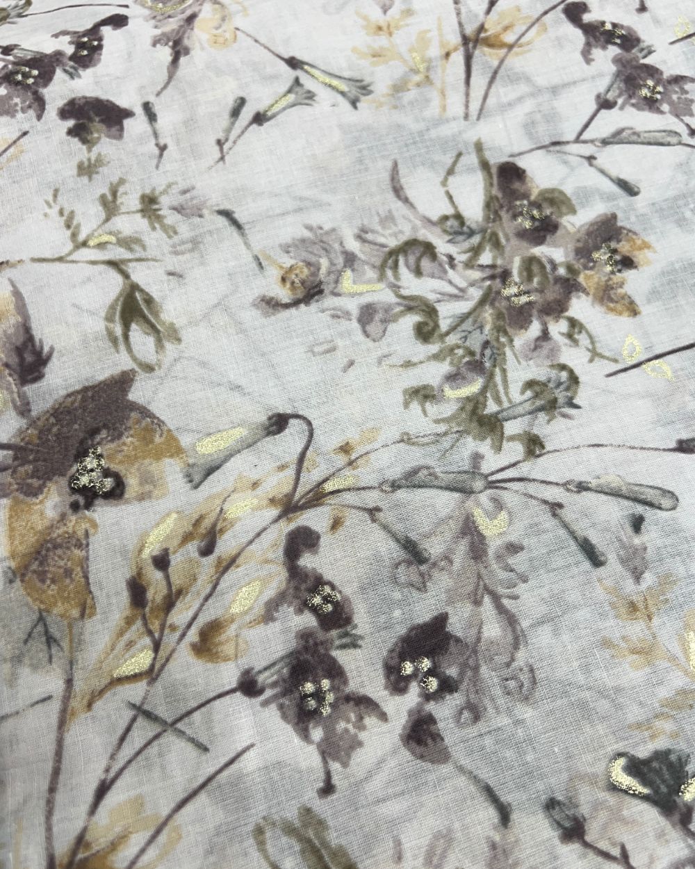 Mal Cotton with Foil Print Light Grey Colour 42 Inches Width