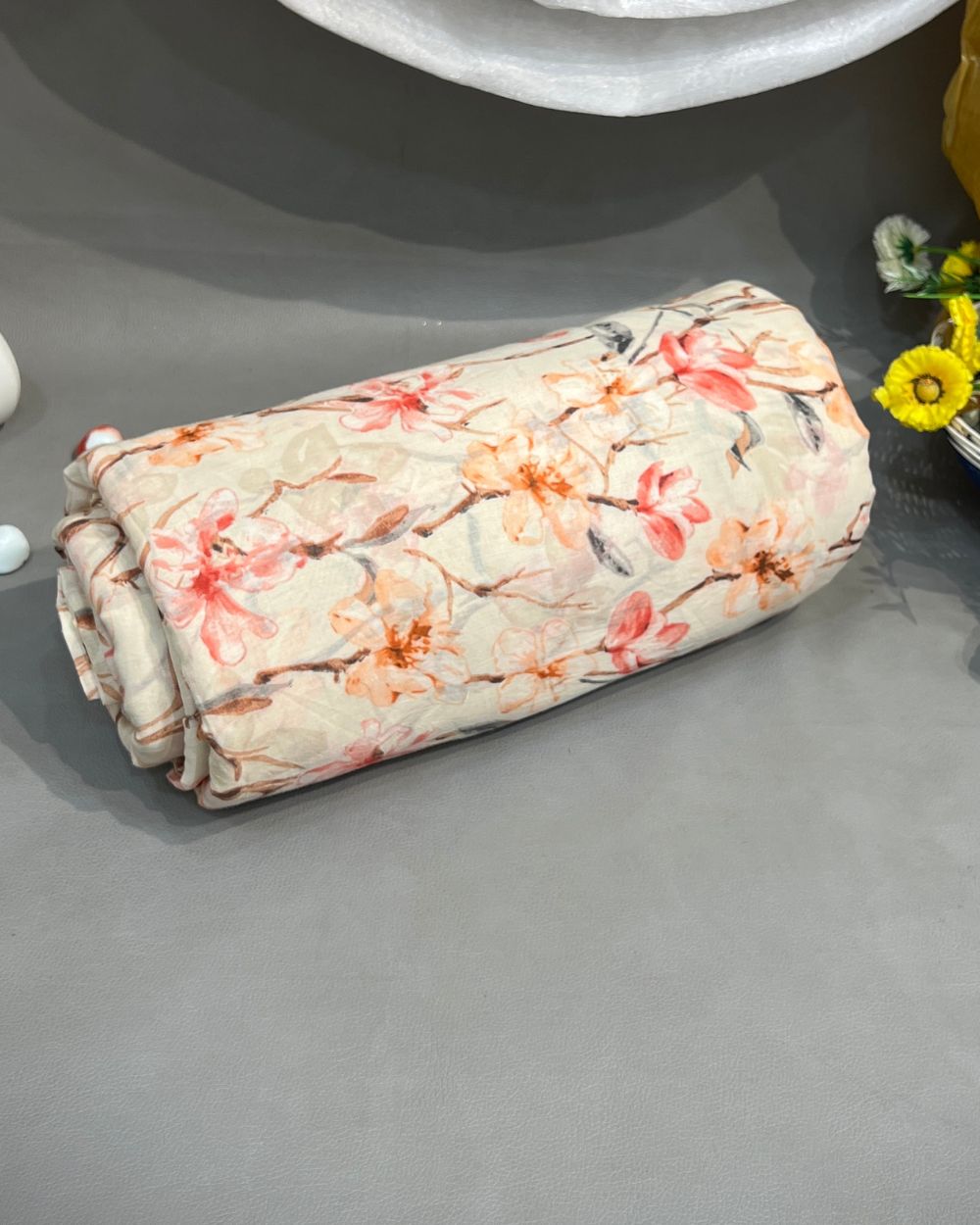 Printed Mal Cotton Light Peach Colour 42 Inches Width