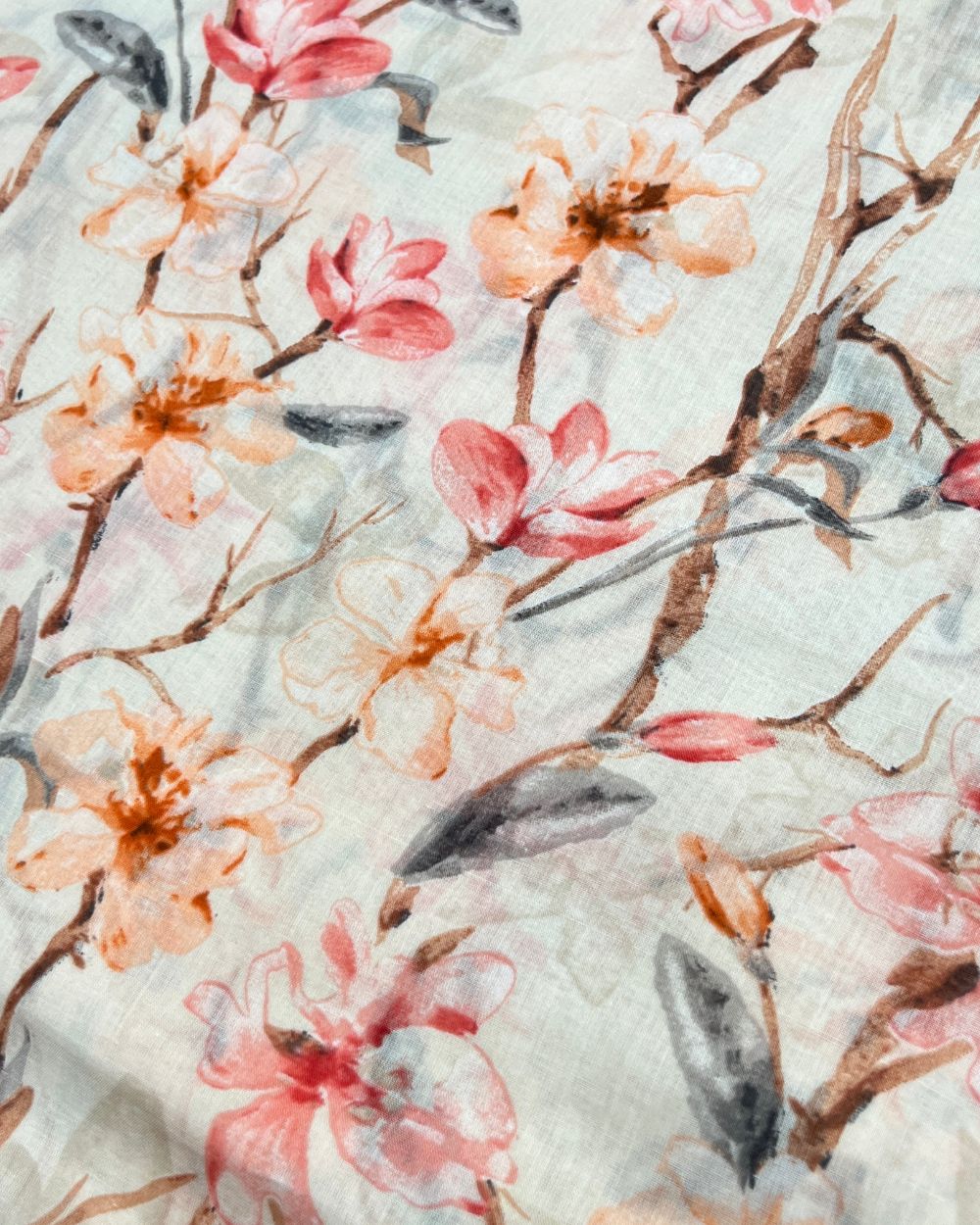 Printed Mal Cotton Light Peach Colour 42 Inches Width