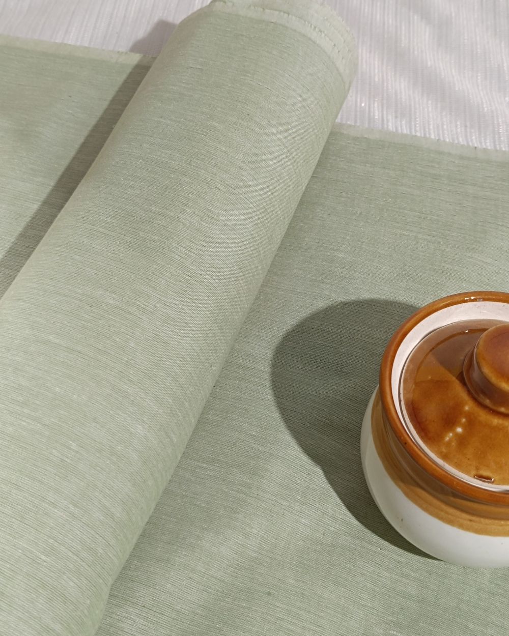 Plain Khadi Cotton Fabric Light Sage Colour 45 Inches Width