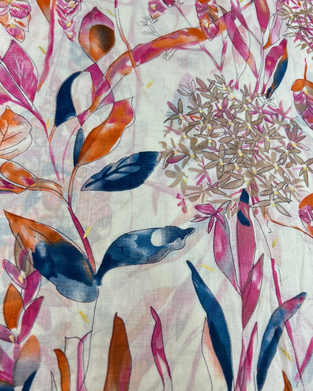 Mal Cotton with Foil Print Multicolor Colour 42 Inches Width