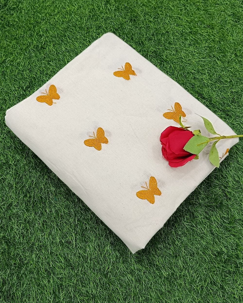 Kora Cotton Work Mustard Yellow 44 Inches Width