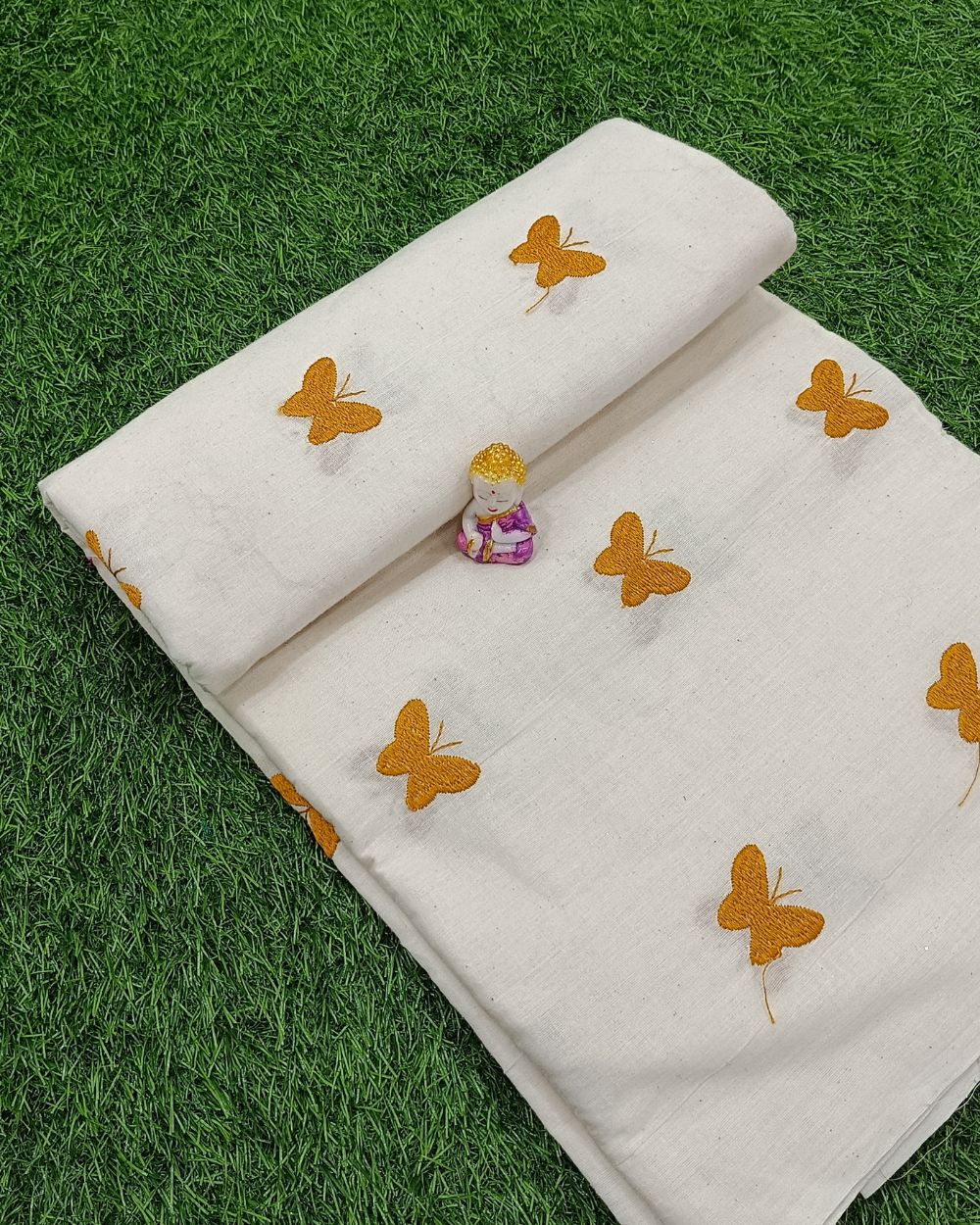 Kora Cotton Work Mustard Yellow 44 Inches Width
