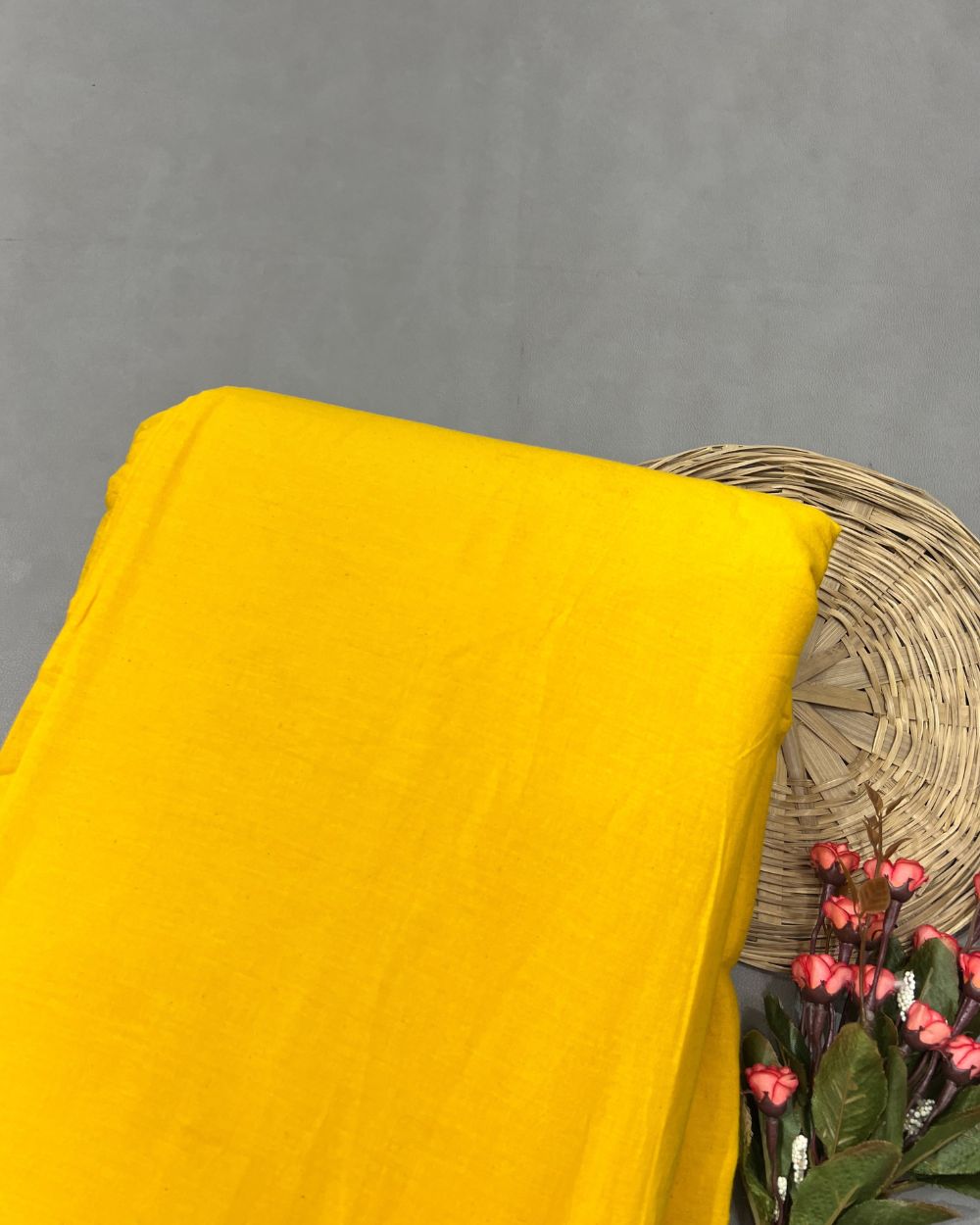 Plain Kora Cotton Mustard Yellow Colour 42 Inches Width
