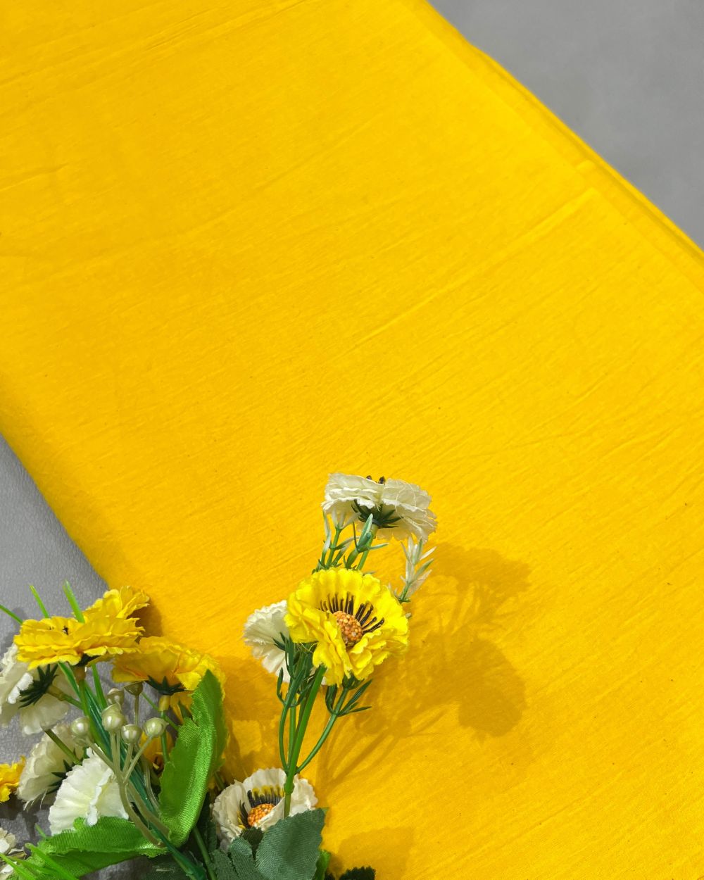 Plain Kora Cotton Mustard Yellow Colour 42 Inches Width