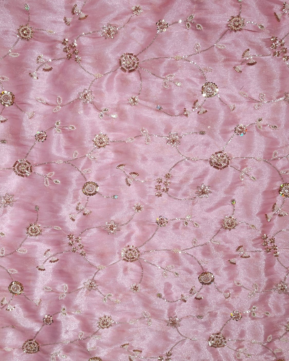 Shimmer Silk Work Peach Pink Colour 42 Inches Width