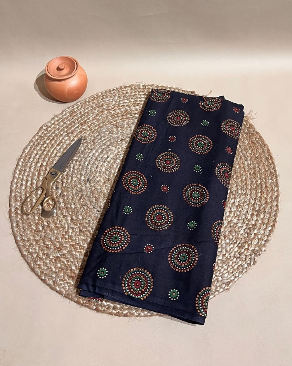 Gujari Print Cotton Navy Blue Colour 40 Inches Width