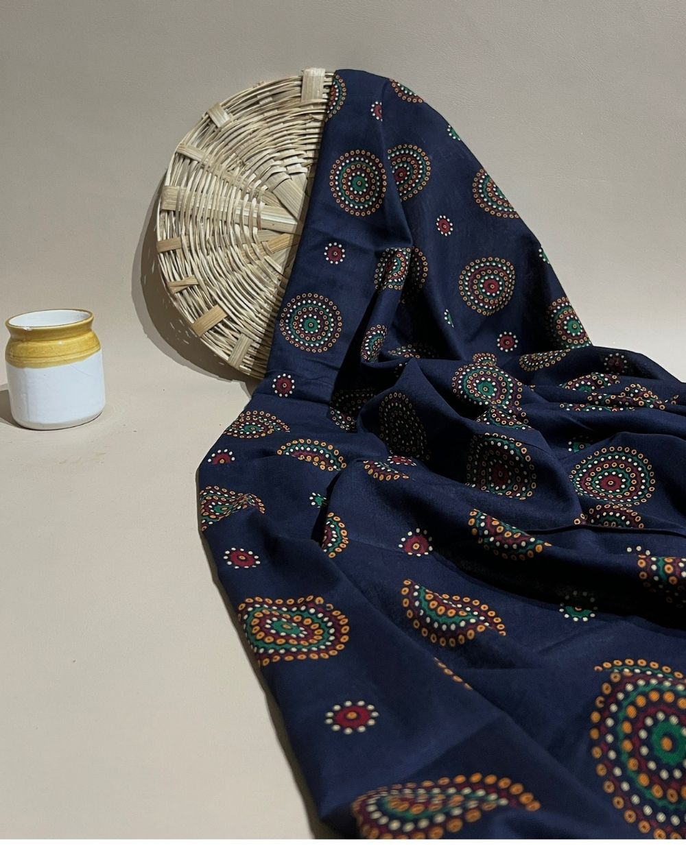 Gujari Print Cotton Navy Blue Colour 40 Inches Width