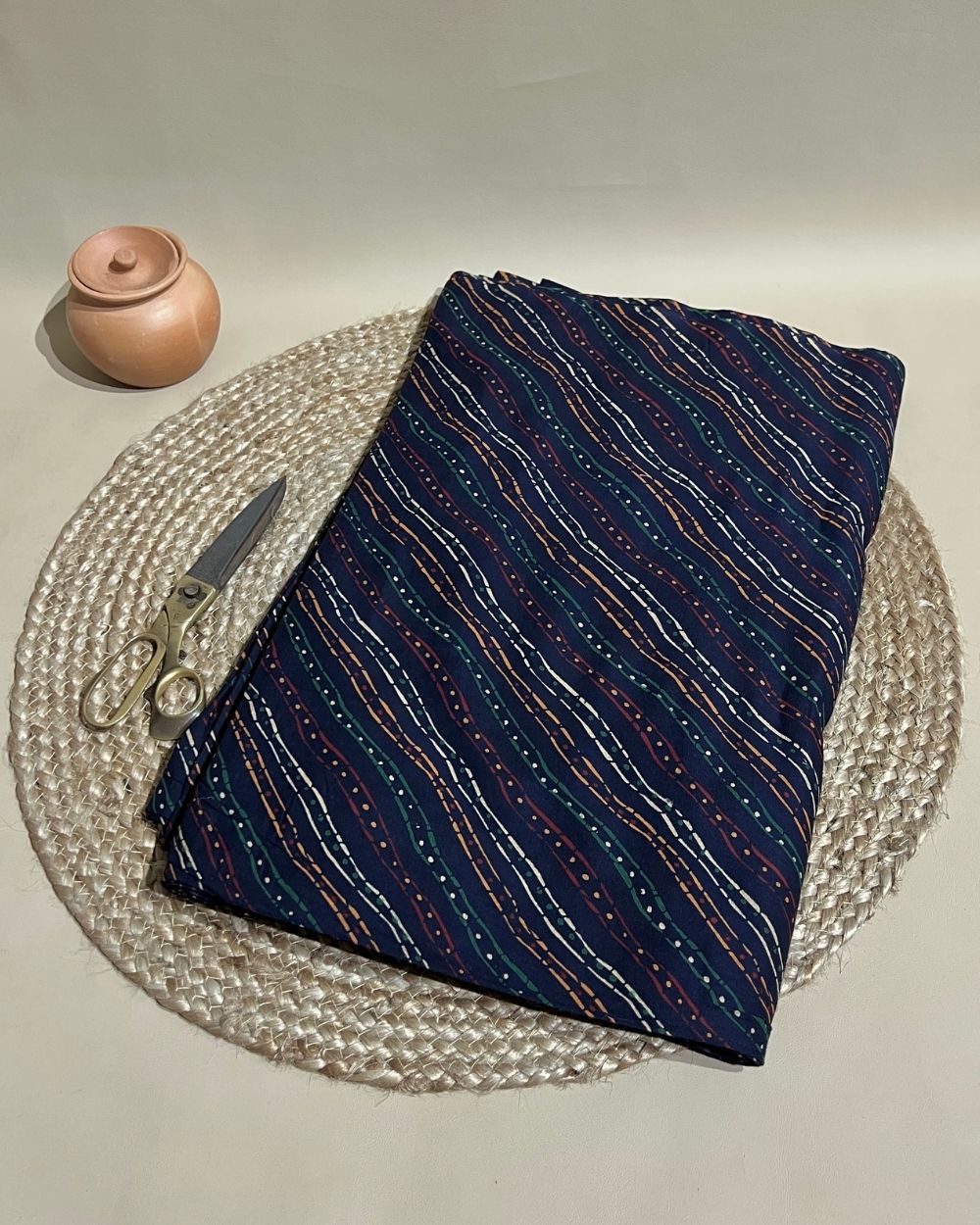 Gujari Print Cotton Navy Blue Colour 40 Inches Width