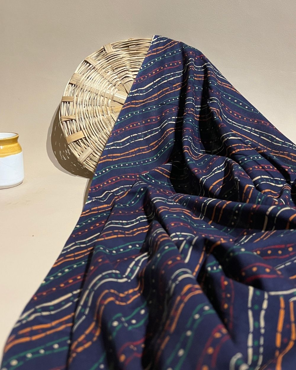 Gujari Print Cotton Navy Blue Colour 40 Inches Width