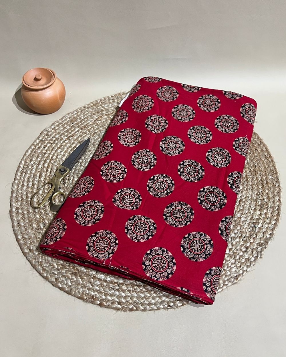 Gujari Print Cotton Red Colour 40 Inches Width