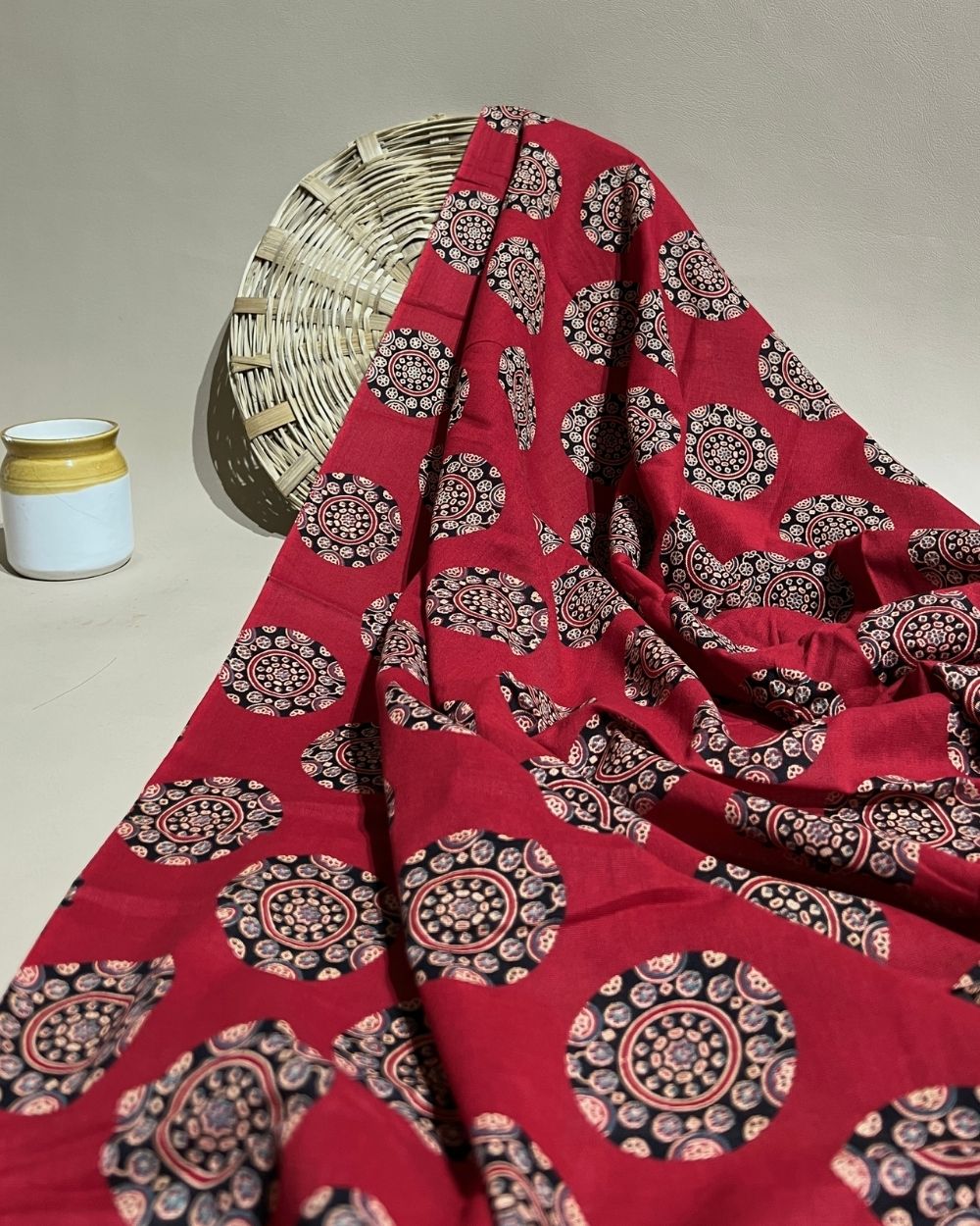 Gujari Print Cotton Red Colour 40 Inches Width