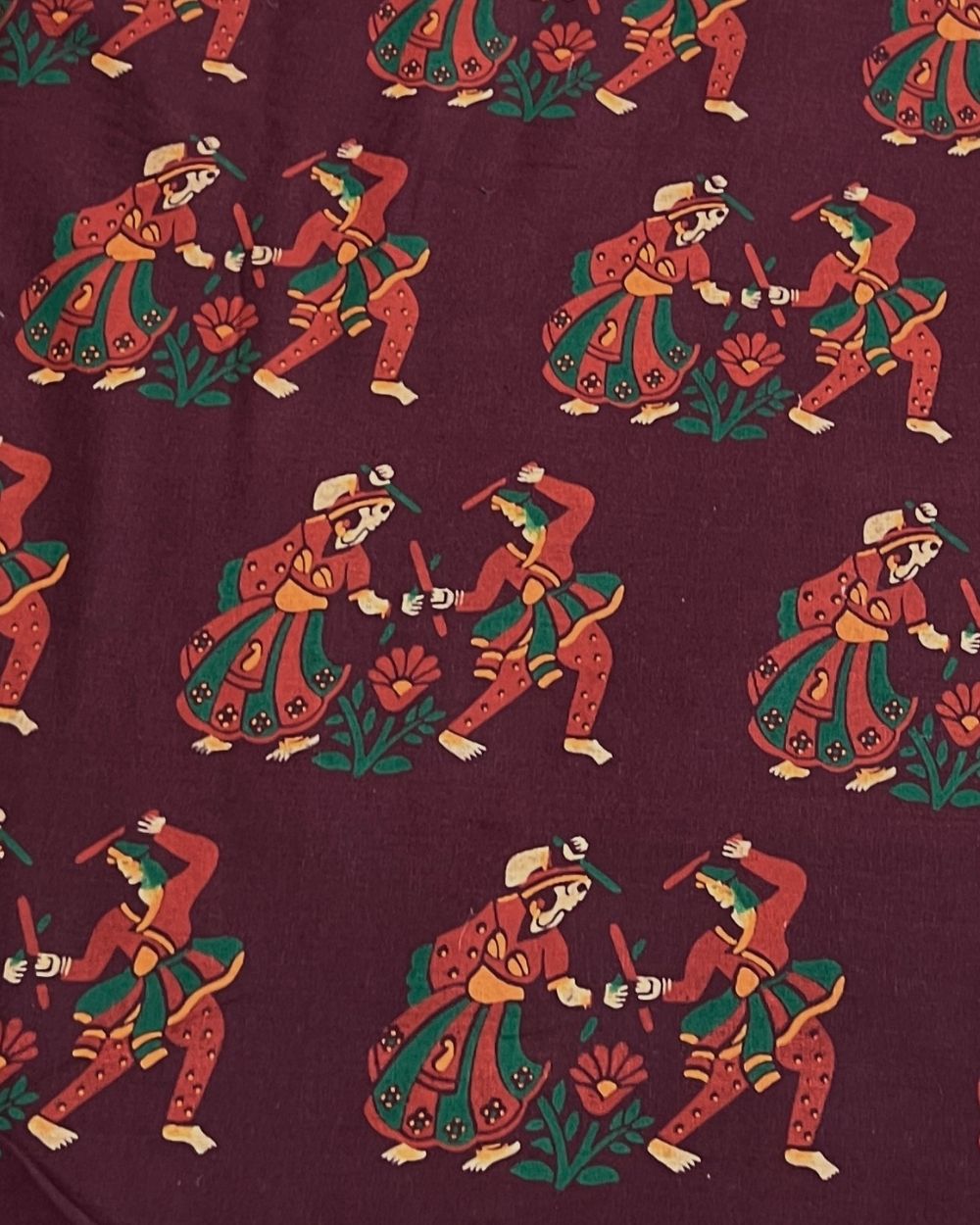 Gujari Print Cotton Maroon Colour 40 Inches Width