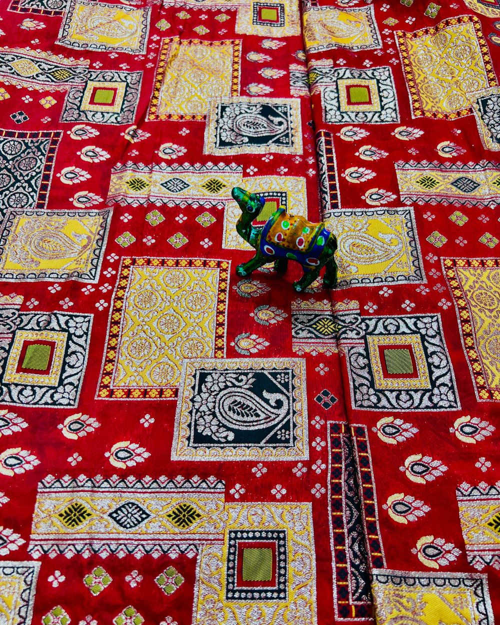 Brocade Chanderi Silk Work Red Colour 44 Inches Width