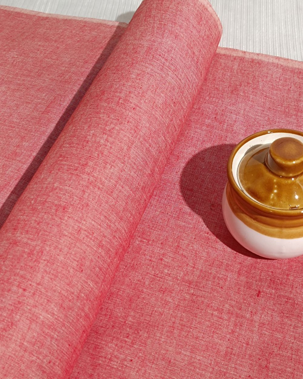 Plain Khadi Cotton Fabric Tomato Red Colour 45 Inches Width