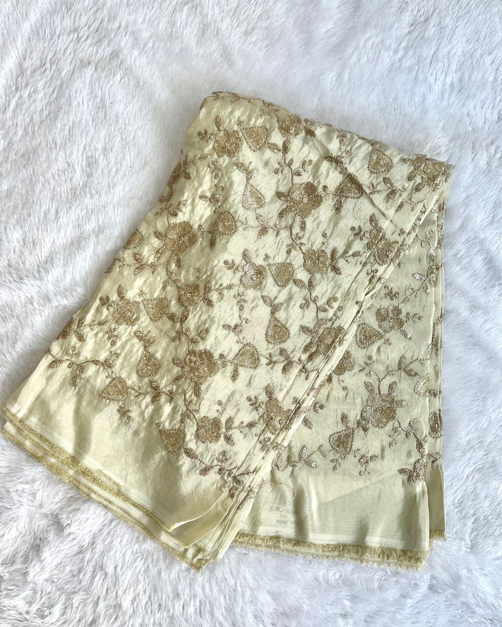 Dyeable Cosmos Work Golden Colour 45 Inches Width