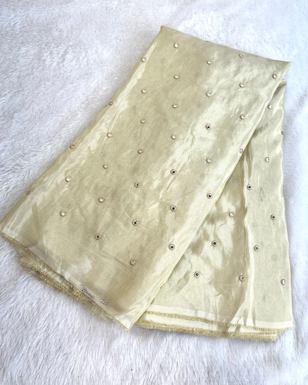 Dyeable Cosmos Work Golden Colour 46 Inches Width