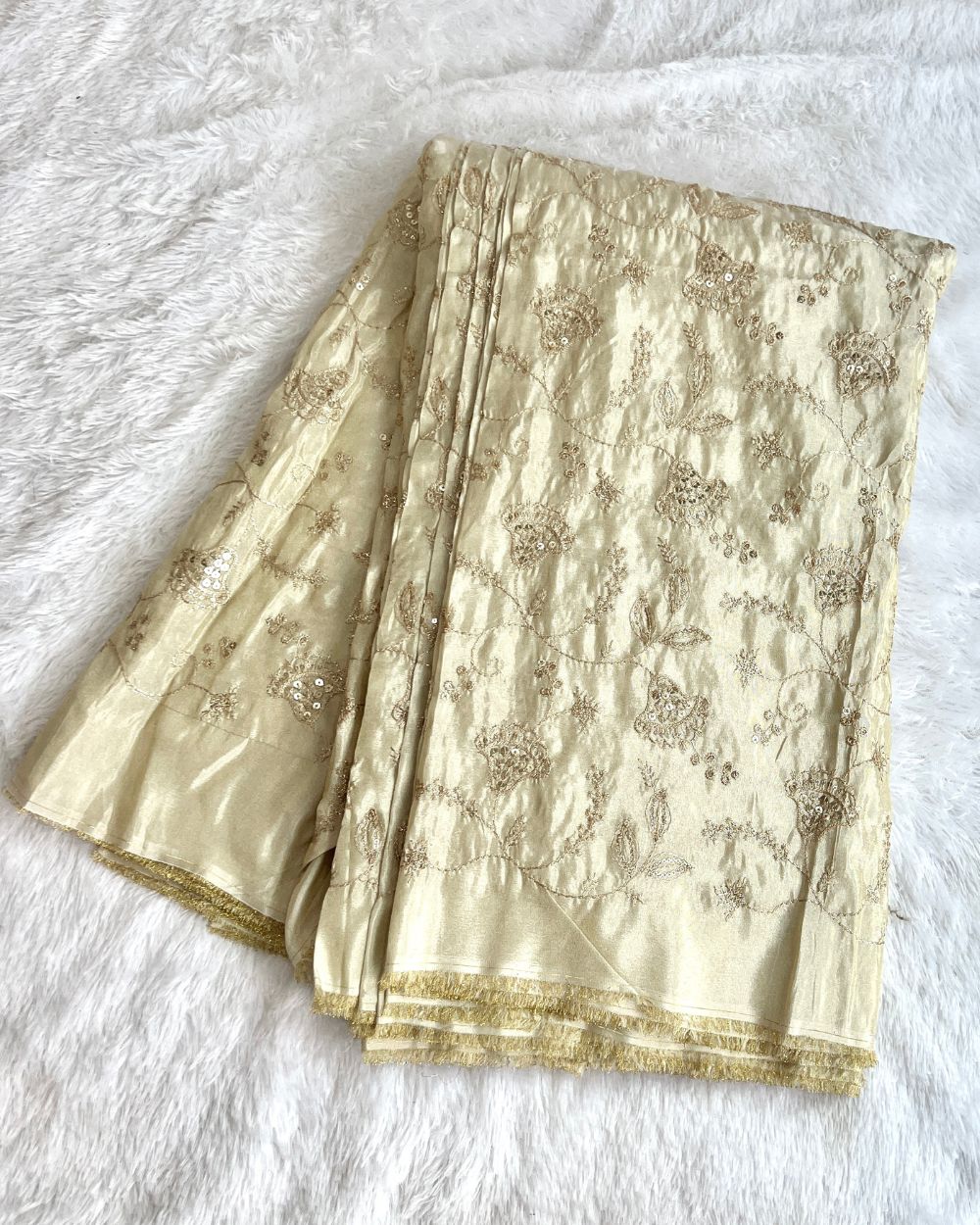 Dyeable Cosmos Work Golden Colour 45 Inches Width