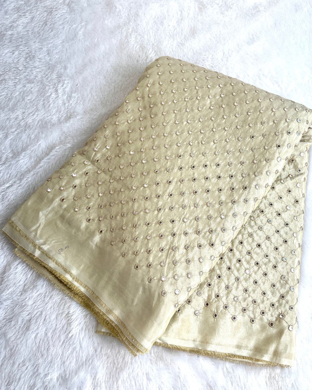 Dyeable Cosmos Work Golden Colour 44 Inches Width