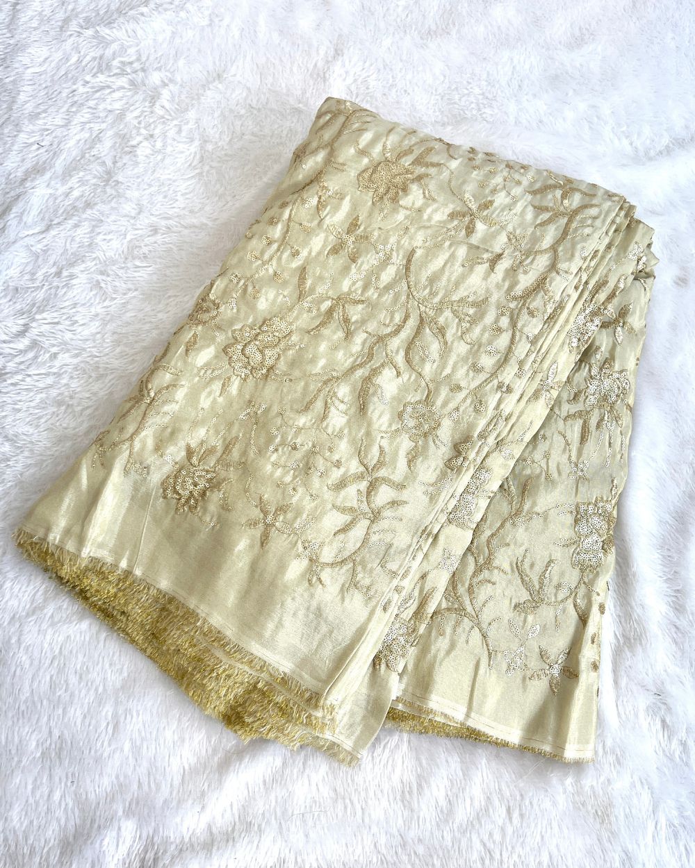 Dyeable Cosmos Work Golden Colour 45 Inches Width