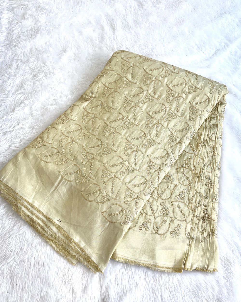 Dyeable Cosmos Work Golden Colour 45 Inches Width