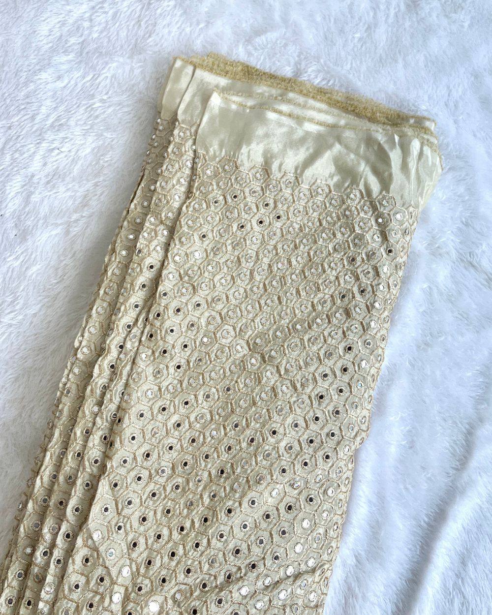 Dyeable Cosmos Work Golden Colour 45 Inches Width