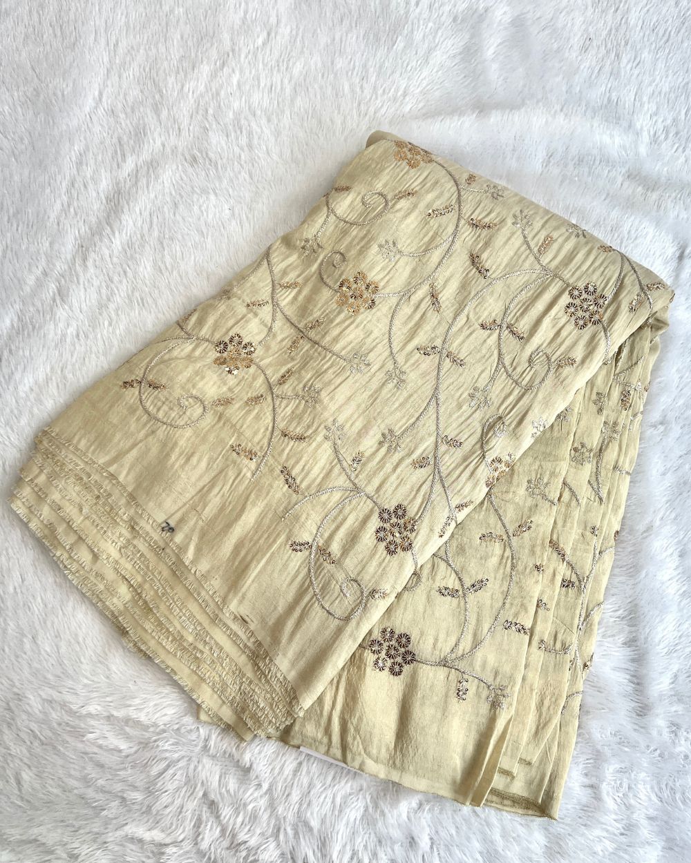 Dyeable Cosmos Work Golden Colour 45 Inches Width