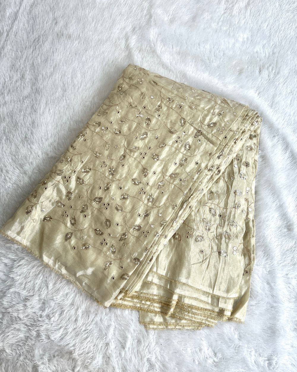Dyeable Cosmos Work Golden Colour 44 Inches Width