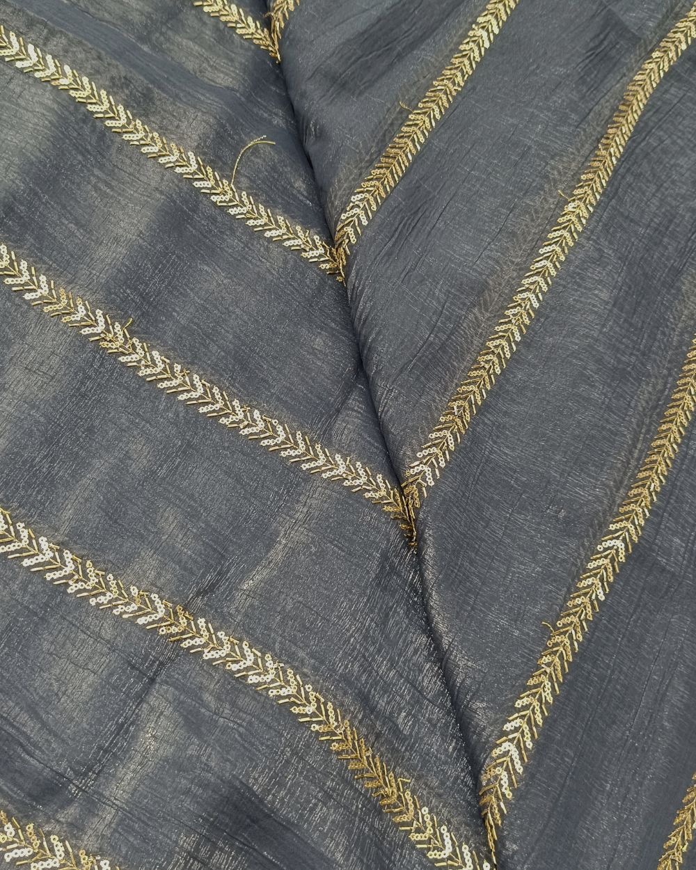 Gold Crush Work Dark Grey Colour 44 Inches Width