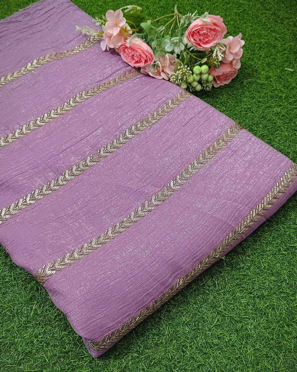 Gold Crush Work Lilac Colour 44 Inches Width