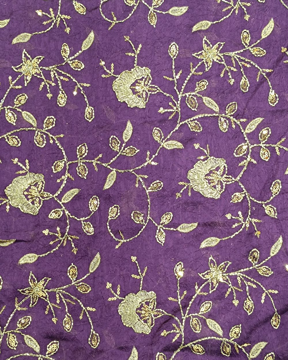 Nayra Crush Silk Work Dark Lavender Colour 44 Inches Width