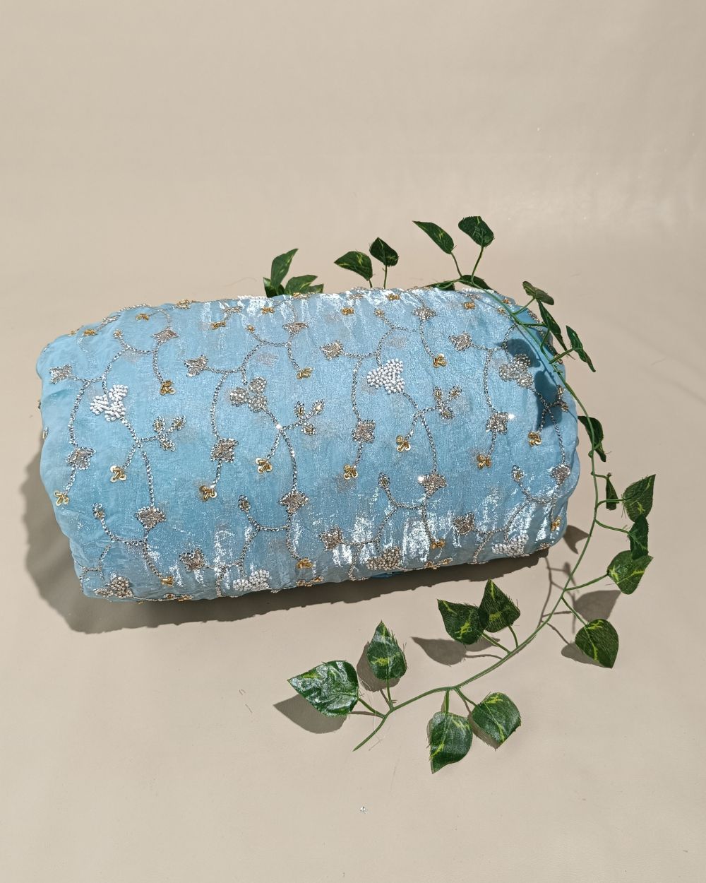 Space Silk Work Sky Blue Colour 44 Inches Width