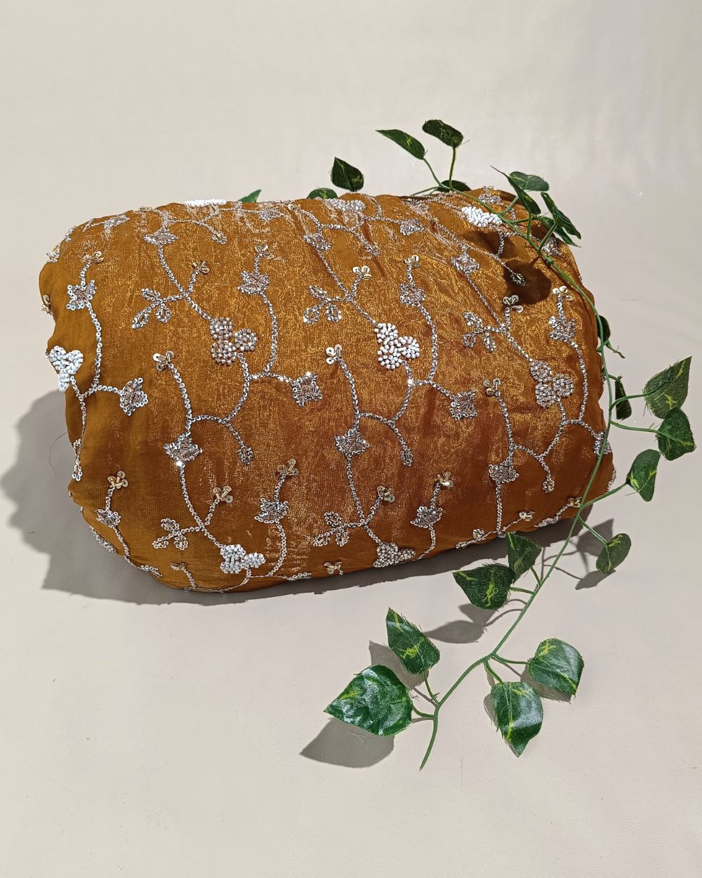 Space Silk Work Golden Yellow Colour 44 Inches Width