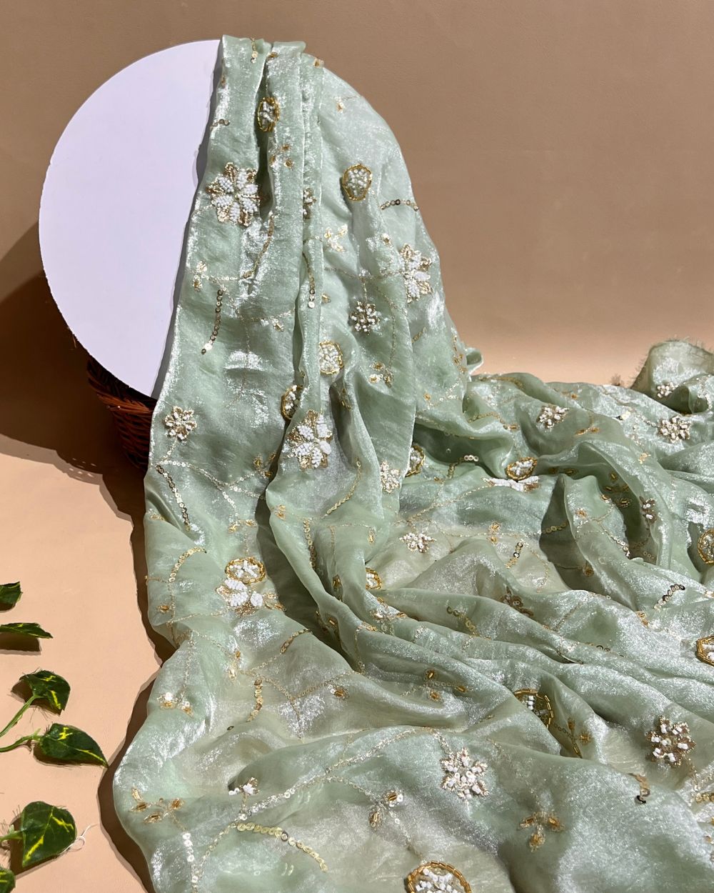 Space Silk Work Pista Colour 46 Inches Width