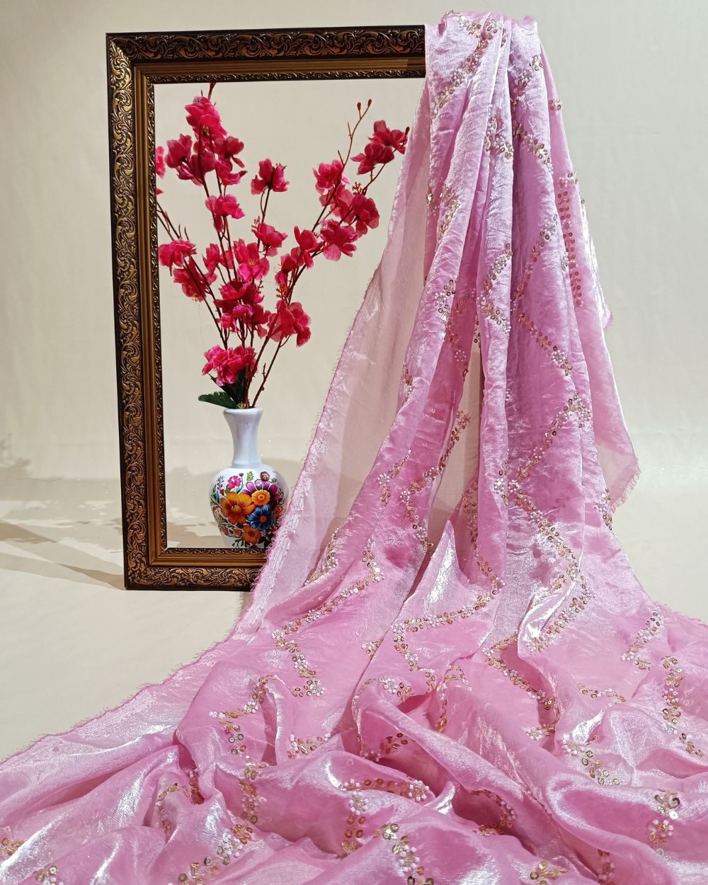 Space Silk Work Candy Pink Colour 46 Inches Width