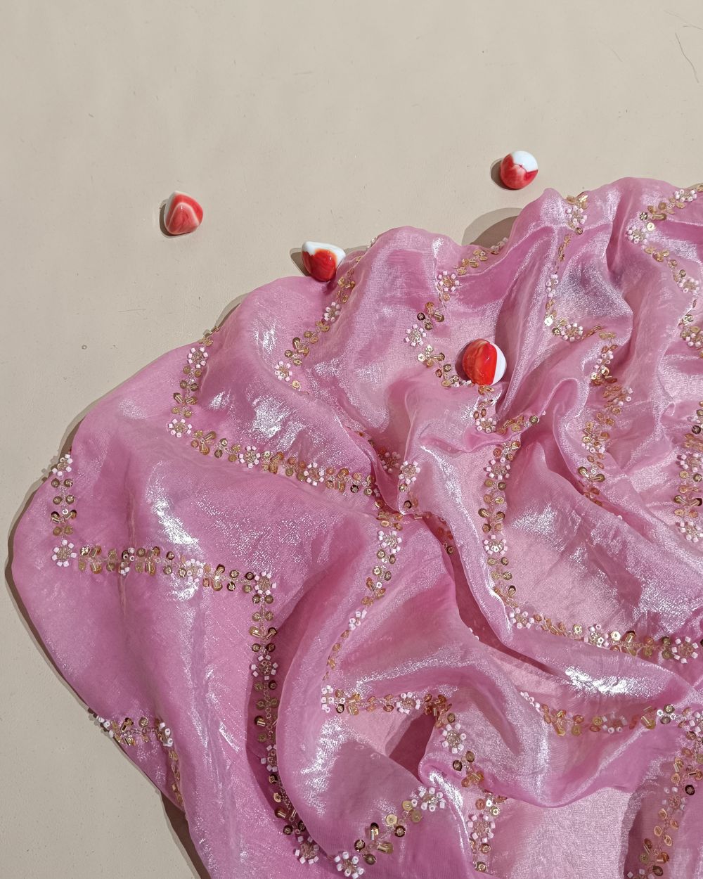 Space Silk Work Candy Pink Colour 46 Inches Width