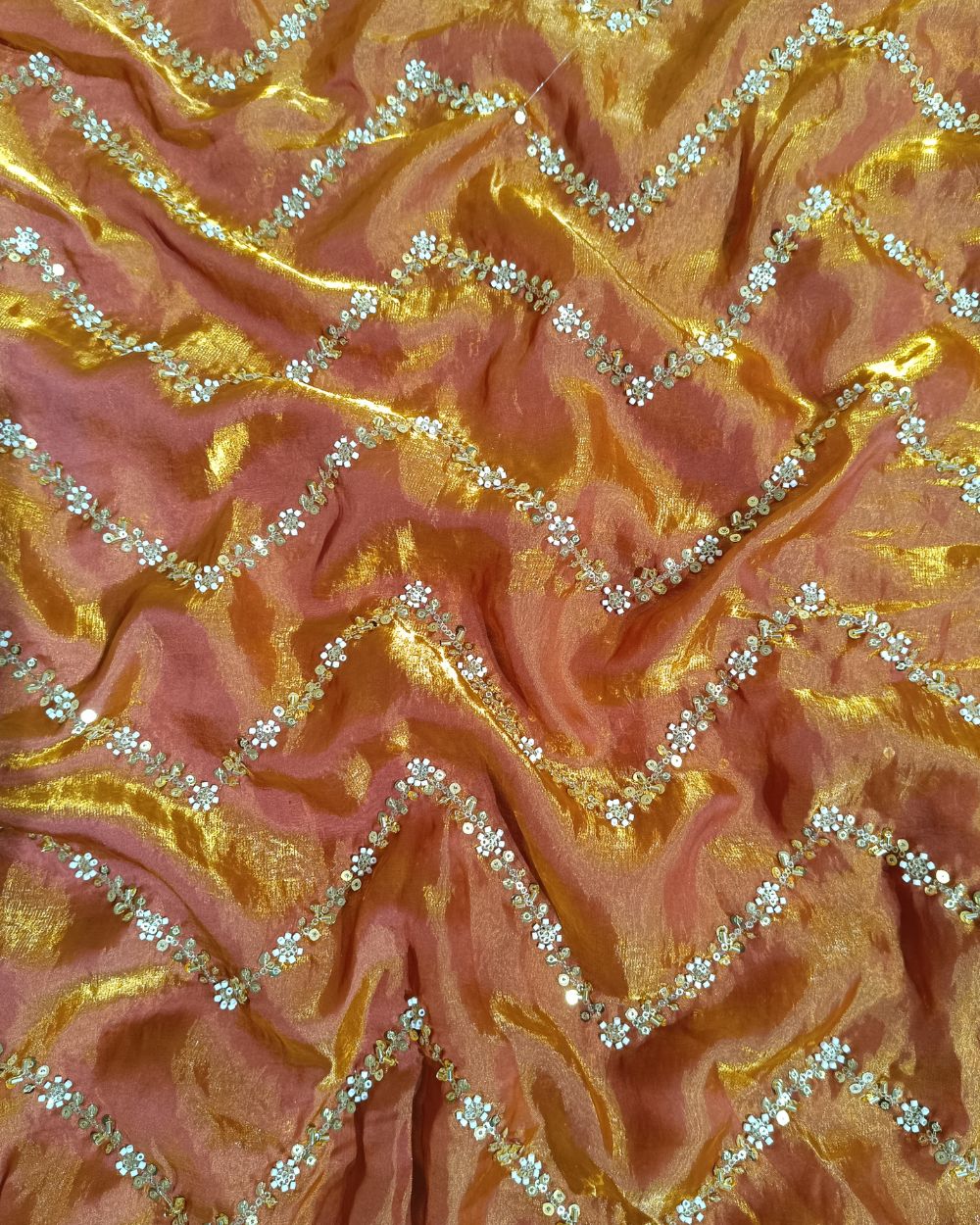Space Silk Work Dark Pumpkin Colour 46 Inches Width