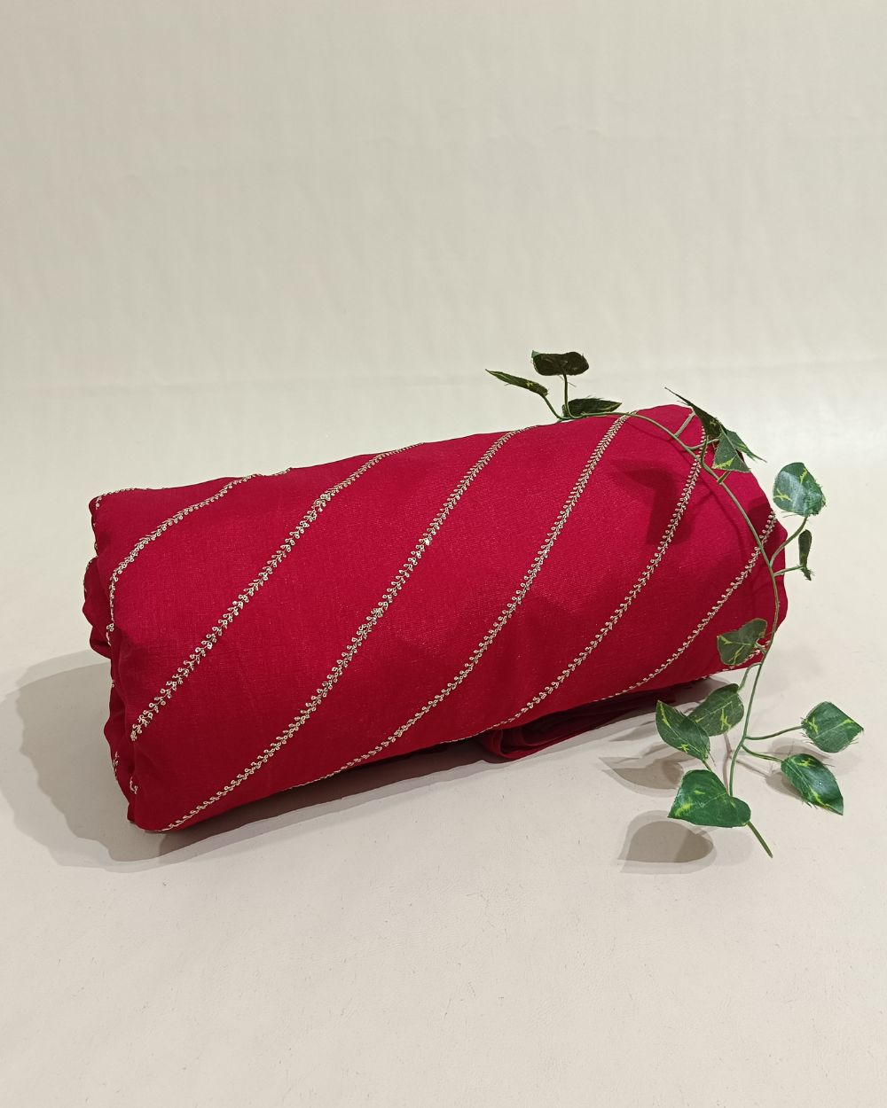 Vichitra Silk Work Pinkish Red Colour 44 Inches Width