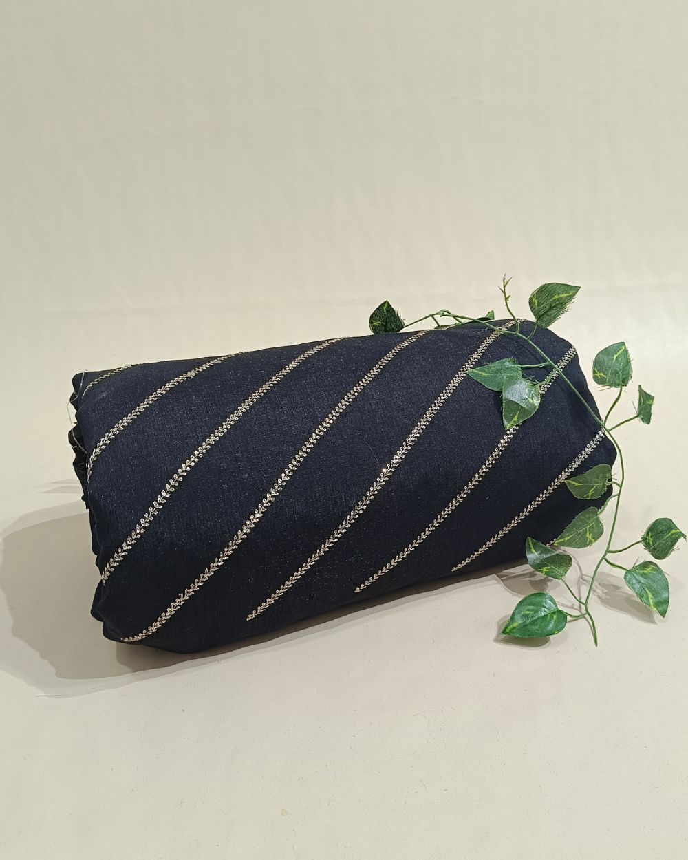 Vichitra Silk Work Black Colour 44 Inches Width