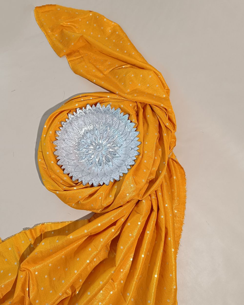 Cosmos Butti Work Yellow Colour 42 Inches Width