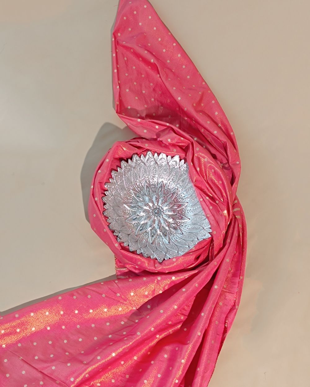 Cosmos Butti Work Peach Colour 42 Inches Width