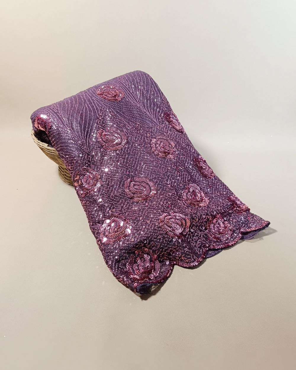 Net Work Dusty Wine Colour 52 Inches Width