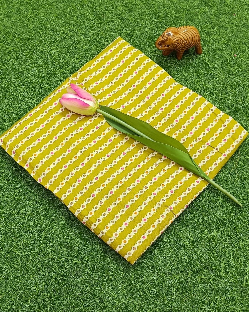 Printed Muslin Unstitched Top (2.40 mtr) & Bottom (2.50 mtr) Set Light Moss Green Colour 42 Inches Width