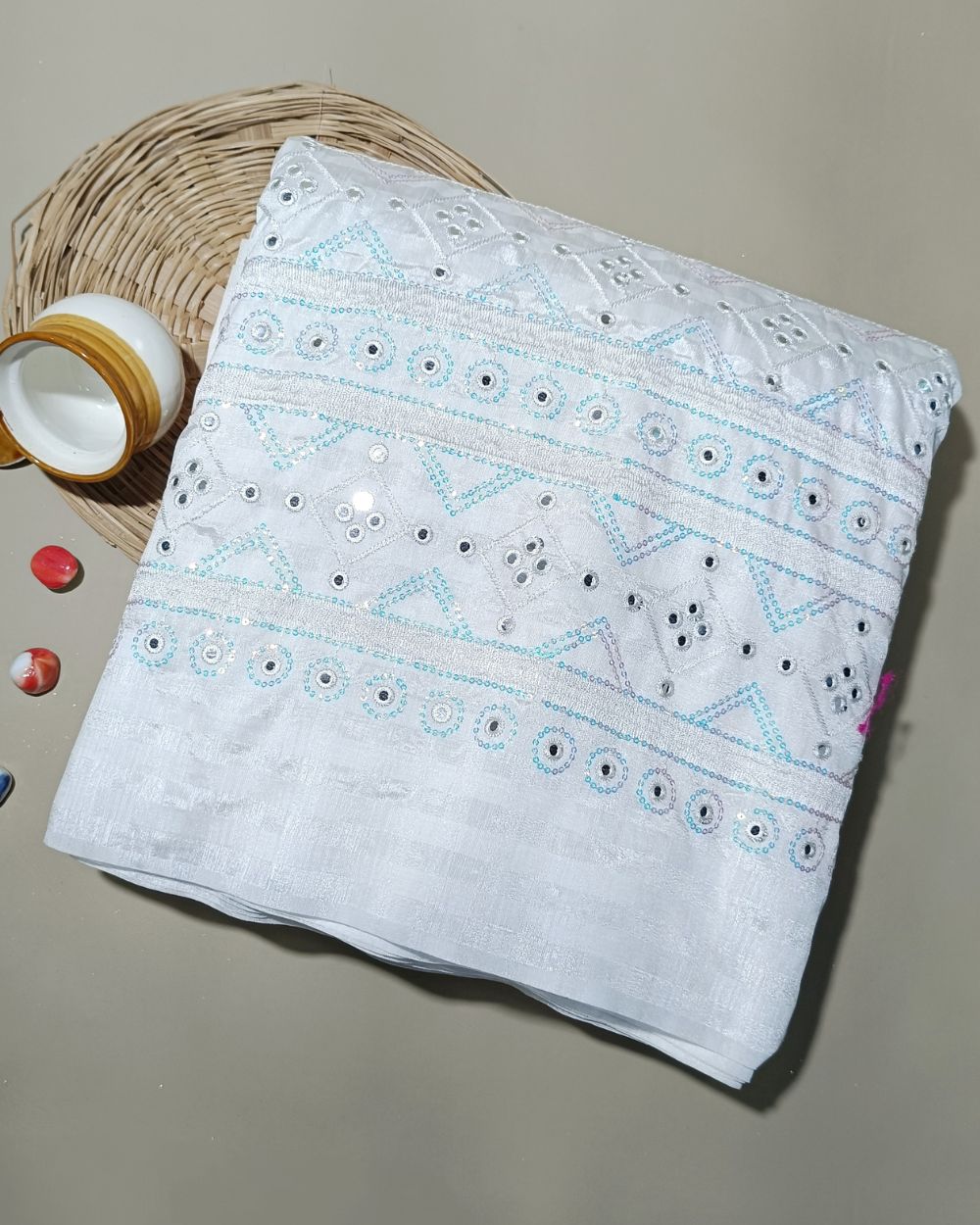 Dyeable Chanderi Work White Colour 45 Inches Width